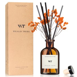 WEALD TRIBE Flower Reed Diffuser Set Neroli Scent for Bathroom Accessories Shelf Decor & Air Fresheners, Sticks Defusers with 4.0 fl oz Essential Oils & Leaves, House Bedroom Office Decor & Gifts