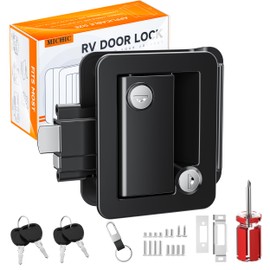 Metal RV Door Lock Replacement, Camper Door Lock with Paddle Deadbolt, RV Entry Lock with 4 Keys, Fits 2.75"x3.75" Hole for Camper Horse Trailer Cargo Hauler, Black
