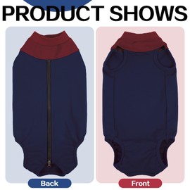 LeLePet Cat Recovery Suit for Female, Post-Surgery Onesie with Breathable Fabric & Back Zipper, Anti-Licking Cat Surgery Recovery Suit, E-Collar Alternative for Wounds or Skin Diseases, Navy Blue L