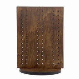 CTTPEG Wood Standing Pegboard Jewelry Display,Wooden Rotating Two-Sided Jewelry Display Stand, Rotating Organizer with 32 Hooks for Store, 3.5 W x 3.5 D x 5.2 H