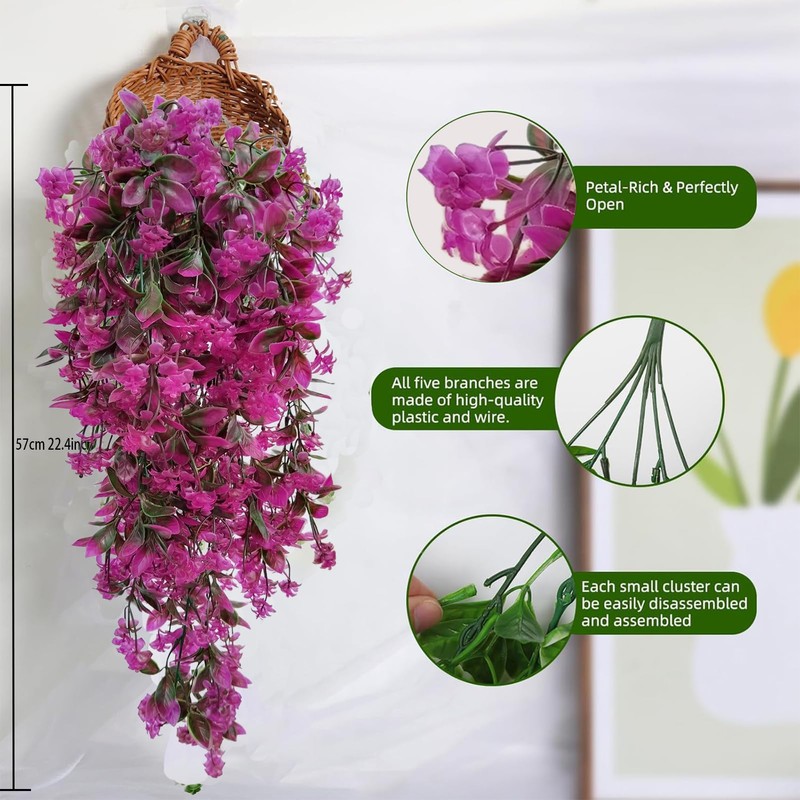 Regallop Artificial Hanging Flowers for Outdoors Decorations 2 Pack, Fake