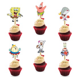 Seyal SpongBob SquaePnts Cupcake Toppers – Fun & Colorful Decorations for Kids’ Parties – Perfect for SpongBob Themed Birthday Celebrations