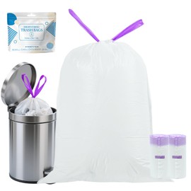 VOMOSI Small Drawstring Trash Bags – 80 Count, 2.6-4 Gallon White Garbage Bags for Kitchen, Bathroom, Office, Easy Tear-Off, Leakproof, Tear-Resistant Trash Can Liners, Small Waste Bin Bags