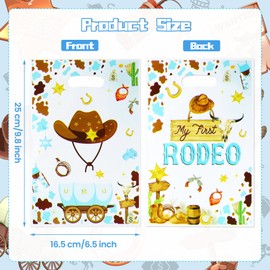 Pineraap 50 PCS My First Rodeo Party Favor Bags Cowboy 1st Birthday Gift Goodie Bags Western Treat Candy Bags with Handles for 1st Rodeo Birthday Cowboy Western Theme Party Decorations Supplies, Blue