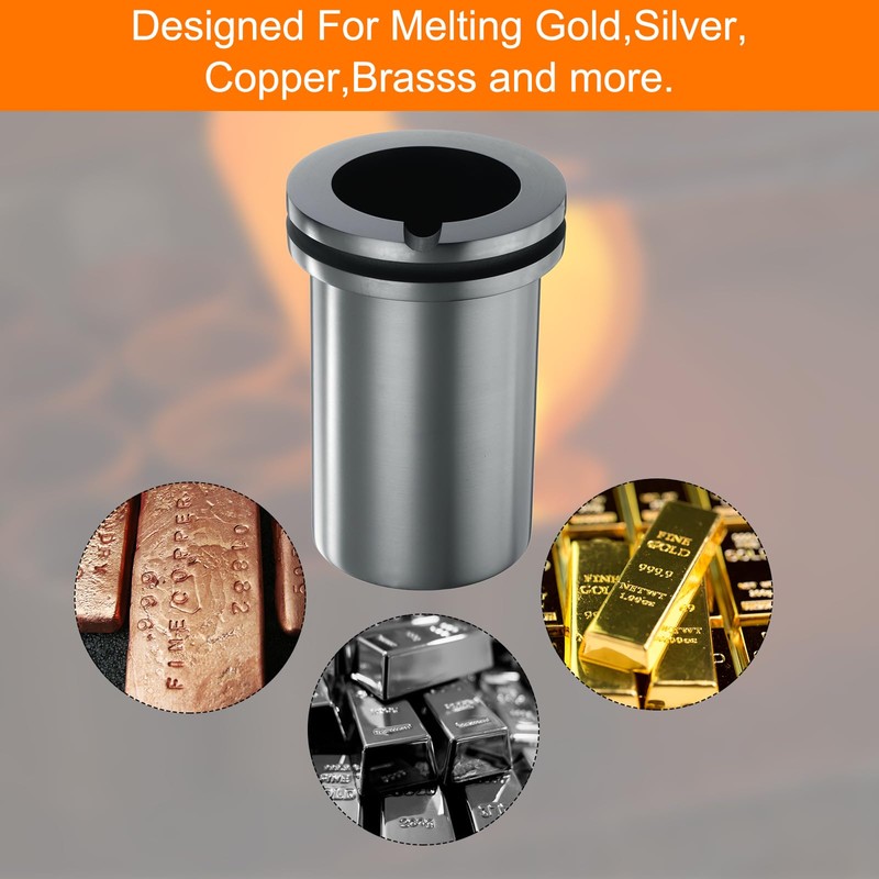 Sourcing Map Graphite Crucible, 4kg High Purity Graphite, Grooved Design,