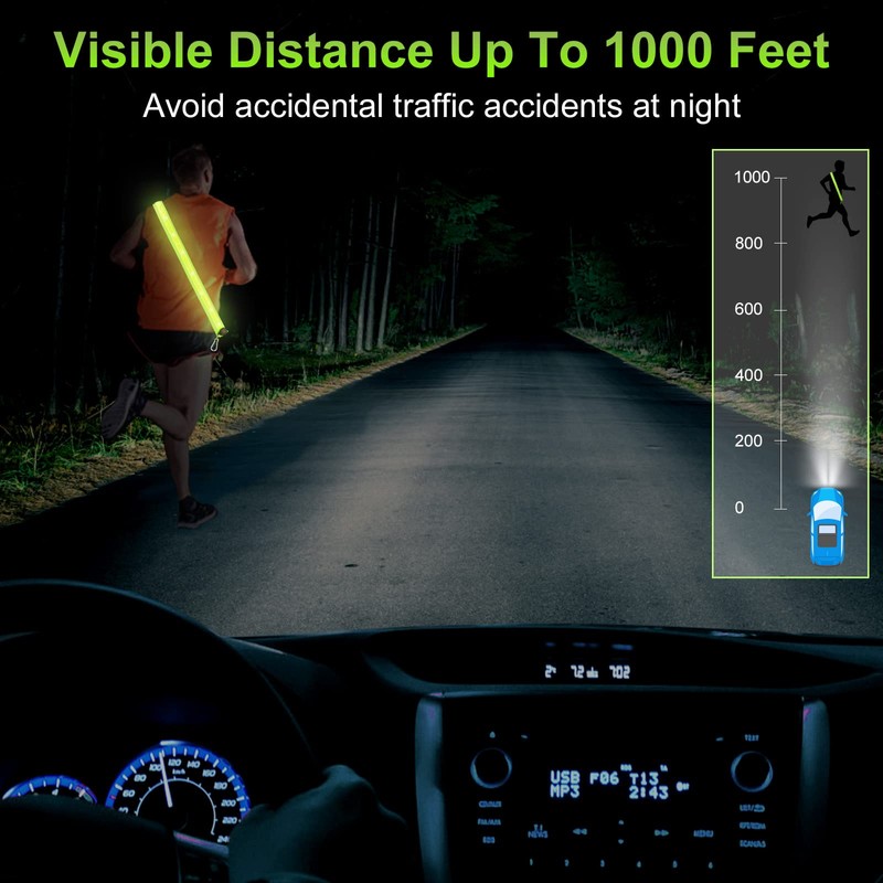 flintronic Reflective Belt Sash Gear, Luminous Led Safety Shoulder Strap,