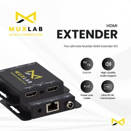 MuxLab HDMI Extender Kit, 60m, UHD-4K | Extend 4K HDMI Signals Up to 60m with Unmatched Clarity