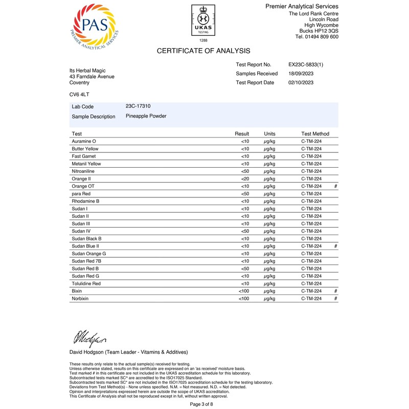Herbal Magic's Organic Pineapple Powder -Juice Powder - Rich &