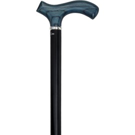 Denim Blue Ash Fritz Walking Cane with Black Beechwood Shaft and Silver Collar