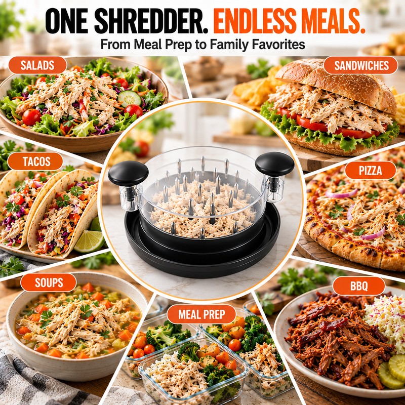 Chicken Shredder for Meal Prep – Rotating Meat Shredder with