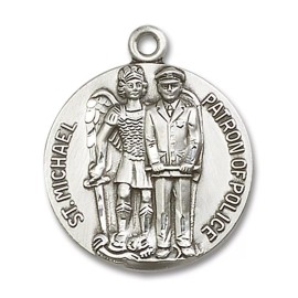 bliss Sterling Silver St Saint Michael Police Officer Medal Pendant Necklace W/ Chain