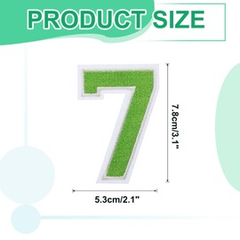 MECCANIXITY Iron on Number Patches, 3 Inch Number 7, Iron on Number Patches Large, Embroidered Numbers Patches Applique Patches Iron on for Clothes Hats, Green