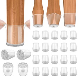 BALEINE Silicone Chair Leg Floor Protectors, Stool Leg Protectors Cap, Chair Leg Caps for Hardwood Floors (Clear-24pcs, Round S)