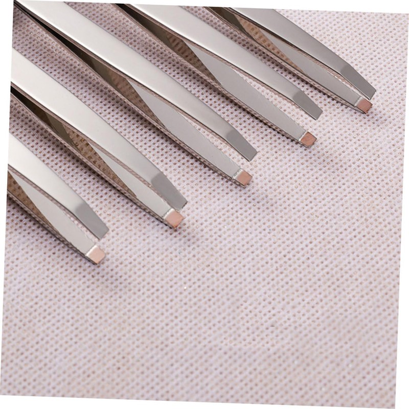 Healeved 2pcs Stainless Steel Eyebrow Tweezers Set Clamps Angled Eyebrow