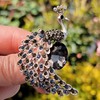 GFM® Small Peacock Brooch with Crystals and Rhinestones (BRCH-PCK-CRYS-GHNL)