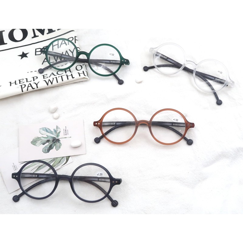 TISHUI Round Reading Glasses +2.50 for Women Men Blue Light
