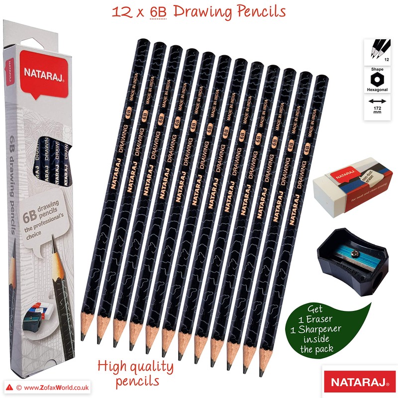 NATARAJ Professional Artist Drawing Pencils Pack Draw Sketch Tone Shade