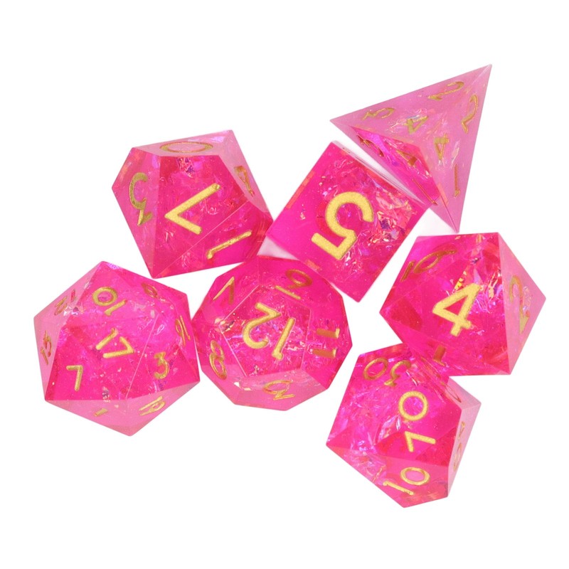 7PCS Polyhedral Dice Clear Numbers Pointed Edges Resin Dice Set
