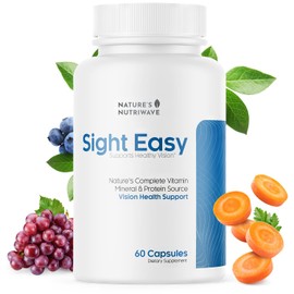 SIGHT EASY - Eye Vitamins & Mineral Supplements with Lutein & Zeaxanthin, Vitamin C, Vitamin E, Zinc and Bilberry for Healthy Vision and Eye Function Support - 60 Capsules, 1 Month Supply