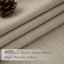 Greyish Beige Lush Decor Floor to Ceiling Viral Curtains 120 Inches Long for Sliding Glass Door, Pinch Pleat Blackout Double Layer Thick Linen Drape Energy Saving UV Blocking 120 Inch Curtain Panels 2
