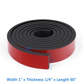 WochiTV Adhesive Rubber Strips Rolls, 1" Wide x 1/4" Thick x 5 ft Long Self Stick Neoprene Rubber Perfect for DIY Gasket Material, Sealing, Liner, Shield, Padding, Mat