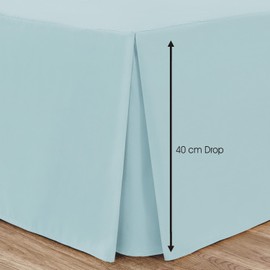 Linen Home Box Pleated Base Valance Sheet SuperKing Bed Skirt Platform Valance Sheets Spa Blue, Microfiber Soft Brushed Easy Care Non Iron (Super King, Spa Blue)