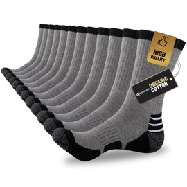 COOVAN Mens Cotton Crew Socks Moisture Wicking Cushioned Athletic Heavy Duty Work Boot Socks 6 Pairs