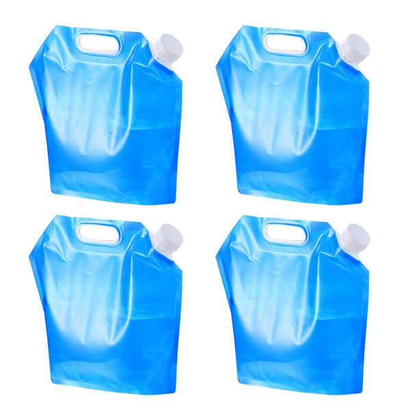 Yibaijia 4 Pack Water Container, 5L Collapsible Drinking Car Water Carrier Container, Outdoor Folding Water Bag for Sport, Hiking, Camping, BBQ, Picnic(Blue)