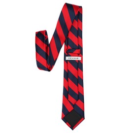 ZENXUS Striped Ties for Men, 3 inch Regular Ties with Stripes, Crimson Red & Navy Blue, Regular