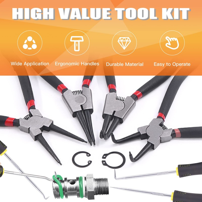 Rustark 8Pcs 7 Inch Snap Ring Pliers Heavy Duty Hook