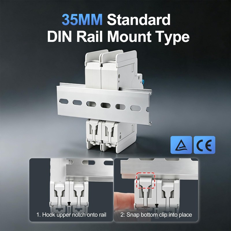 40A 2P DC Circuit Breaker with DIN Rail 600V 10kA