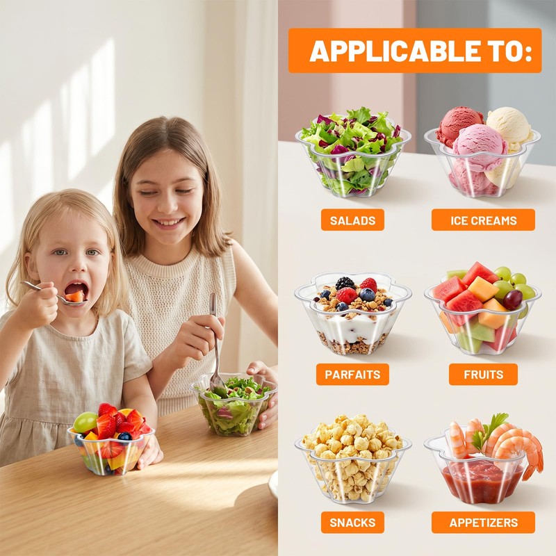 200 PCS Small Clear Plastic Bowls – 8 OZ Disposable