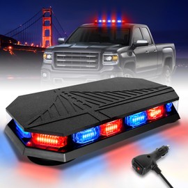 HLauto HLauto 406D Rooftop Emergency Strobe Lights Bar, 102 LED Red Blue Mini Beacon Safety Flashing Warning Traffic Lights Bar w/Magnetic Base for 12-24V Trucks, Construction Vehicles, Snowplow, Cars