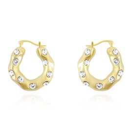 Gold Huggie Hoop Earrings for Women, Gold Plated Dot Diamond Chunky Dangle Earrings Huggies Hoop Hypoallergenic Earrings Dainty Jewelry for Wife Anniversary Birthday Wedding Gift for Her