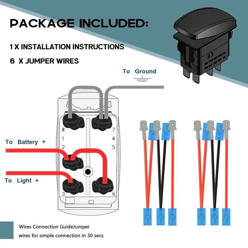Xislet LED Light Bar & Rear Light Rocker Switches 5Pin