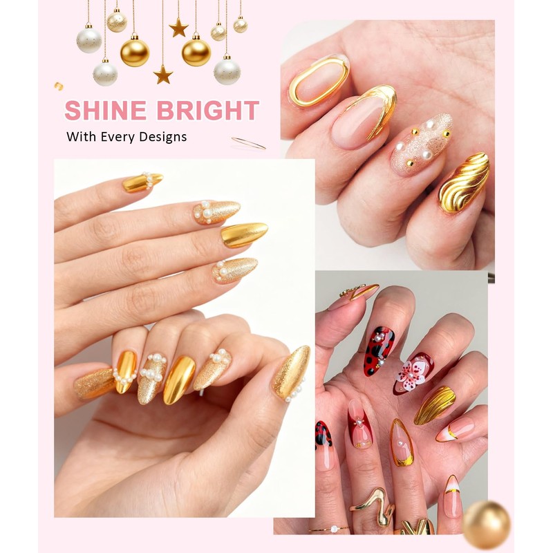4 in 1 Upgrade 3D Gel Nail Gold Chrome Nail