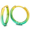 Pair Stainless Steel Oxidized Yellow Green Plain Circle Huggie Hinged