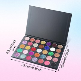 35 Colours Eyeshadow Palette, Glitter Eyeshadow Palette, Colourful Eyeshadow Palette for Holiday and Everyday Make Up
