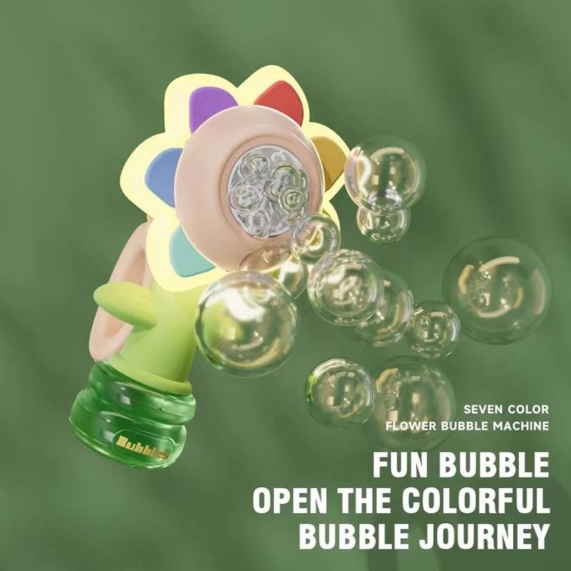 Seven Color Sunflower Shake Head Soap baby Bubbles Swing Light