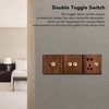 Double Toggle Switch Retro Walnut Wood Wall Mount Panel with