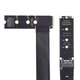 xiwai NGFF M-Key NVME SSD Extender Card with PCI-E 4.0 Flexible Express Extension Cable 30cm Right Angled Type 90 Degree Riser Adapter for Mainboard SSD 2230/2242/2260/2280