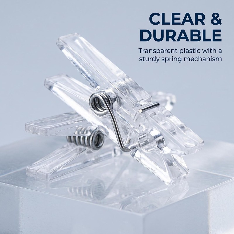 20Pcs Clear Plastic Clothes Pins, Mini Laundry Clips for Clothesline,