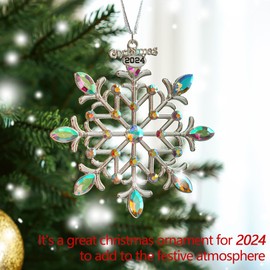 H&D HYALINE & DORA 2024 Annual Christmas Ornaments Silver Snowflake Ornaments Snowflake Hanging Ornaments for Christmas Tree Winter Home Holiday