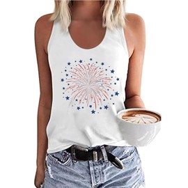 peugryu America Flag Tank Tops for Women 4th of July Red White Blue Patriotic Shirts Summer Sleeveless Tops Tee(BXD01WE,Medium)