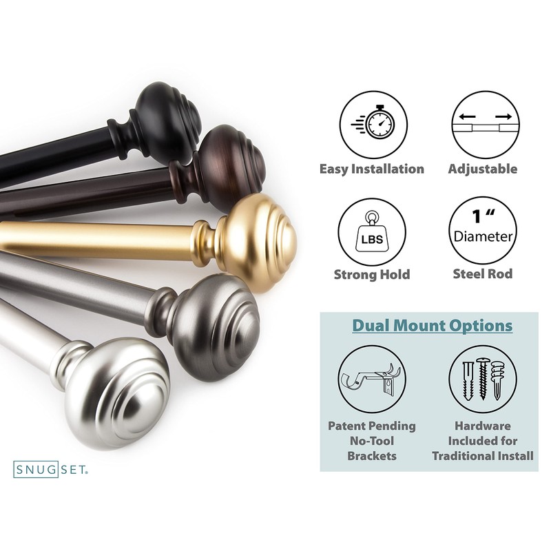 Curtain Rod, Quick Easy Installation, No Tools Option, 1" Diameter,