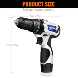 Cordless Drill/Driver Kit with 1 × 1.3Ah Battery, Charger, 23pcs Accessories, LED Work Light, 18+1 Torque Setting, 2 Various Speed (0-400/1400 RPM), 45Nm Torque, 23mm-Drilling Wood/10mm-Drilling Iron