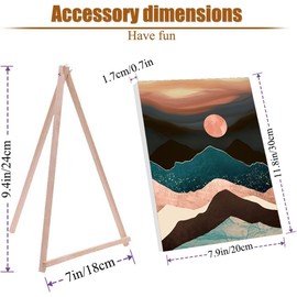 VIGEGU 4 Pack Paint by Numbers Kit for Adults Framed Canvas - with Wooden Easel,Adults' Paint-by-Number Kits Abstract Mountain Landscape DIY Acrylic Oil Painting Arts Crafts 7.8x11.8inch