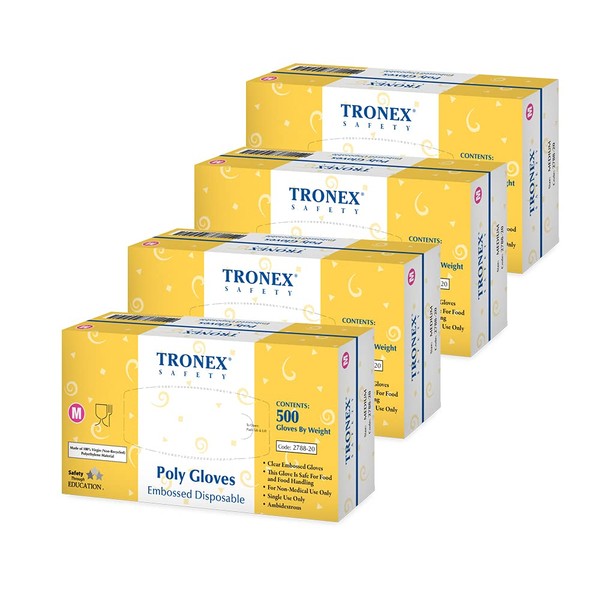 TRONEX 2000 Pack Poly Disposable Gloves, Clear Plastic Gloves, Food Services Poly Gloves, Food Safe (Small)