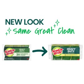 Scotch-Brite Heavy Duty Scrub Sponge, 9 Kitchen Sponges Designed for Tough Messes in the Kitchen that Last 3X Longer*, Best for Cast Iron Skillets and Outdoor Grills, Flexible, Durable, and Strong