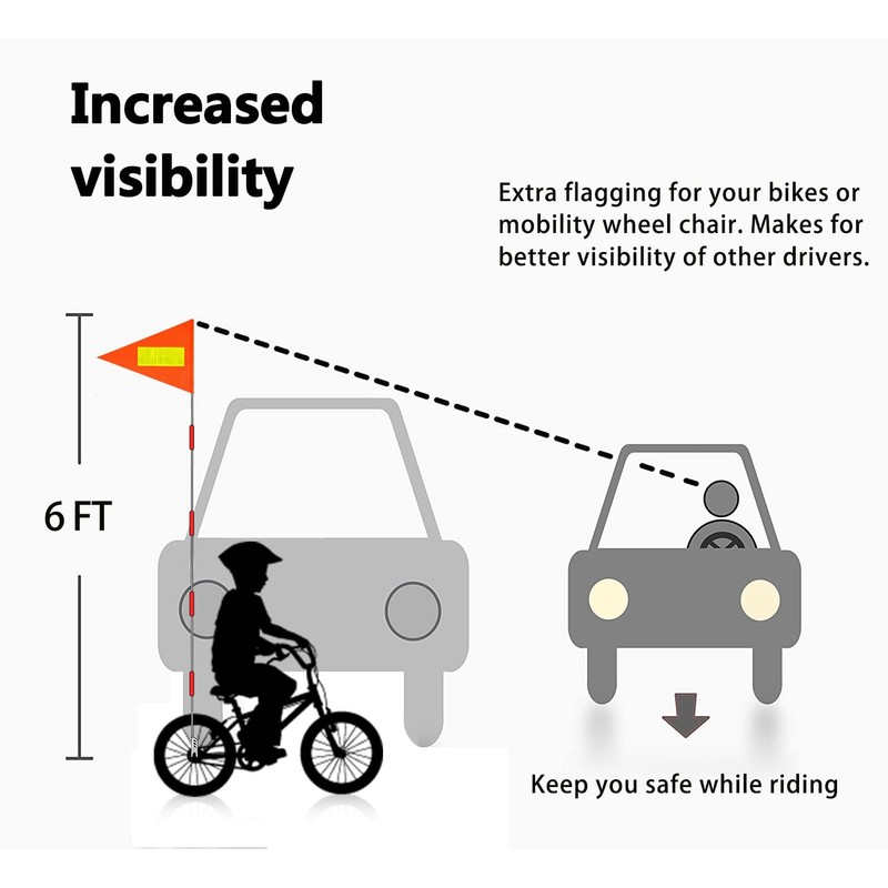Bike Flag with Pole 6 Feet High Visibility Flags with